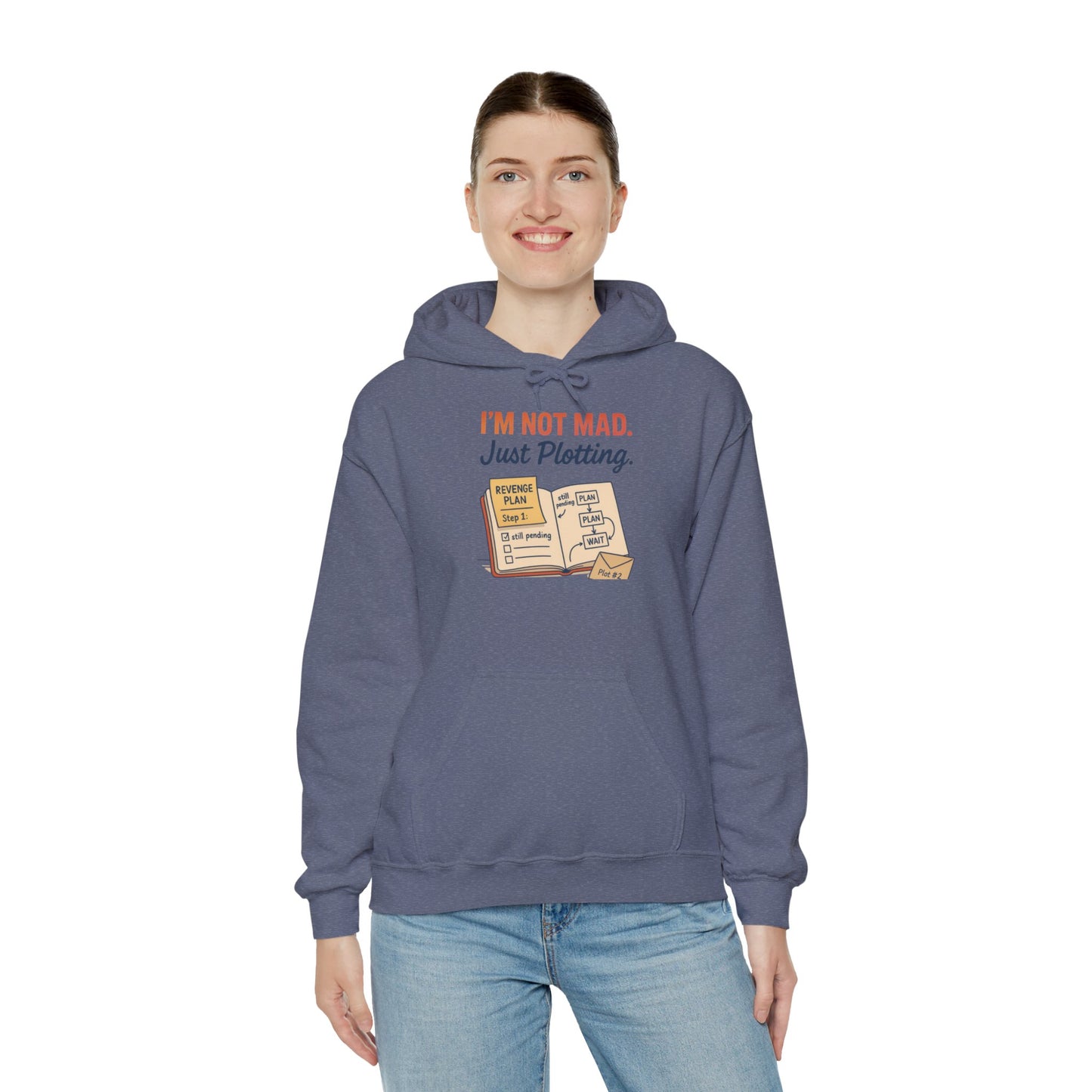 Sarcastic Womens Hoodie, Im Not Mad Just Plotting, Funny Passive Aggressive Sweatshirt Gift, Plotting Humor Hooded Womens Sweatshirt