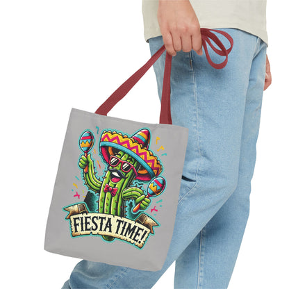 Fiesta Time Cactus Tote Bag, Funny Mexican Party Gift, Sombrero Maracas Print, Cinco de Mayo Bag, Summer Festival Tote, Beach Bag, Shopping