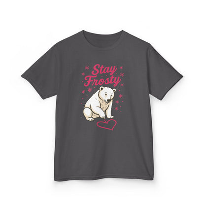 Kids Heavy Cotton™ Tee, Kids Stay Frosty Polar Bear T-Shirt, Cute Winter Graphic Tee for Children