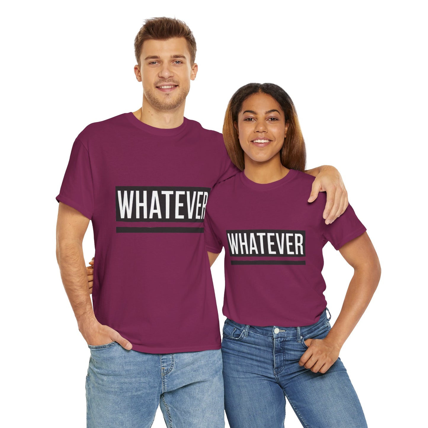 WHATEVER Statement Unisex T-Shirt, Bold Typography Graphic Unisex Heavy Cotton Tee, Funny Sarcastic Shirt, Casual Cool Gift Idea