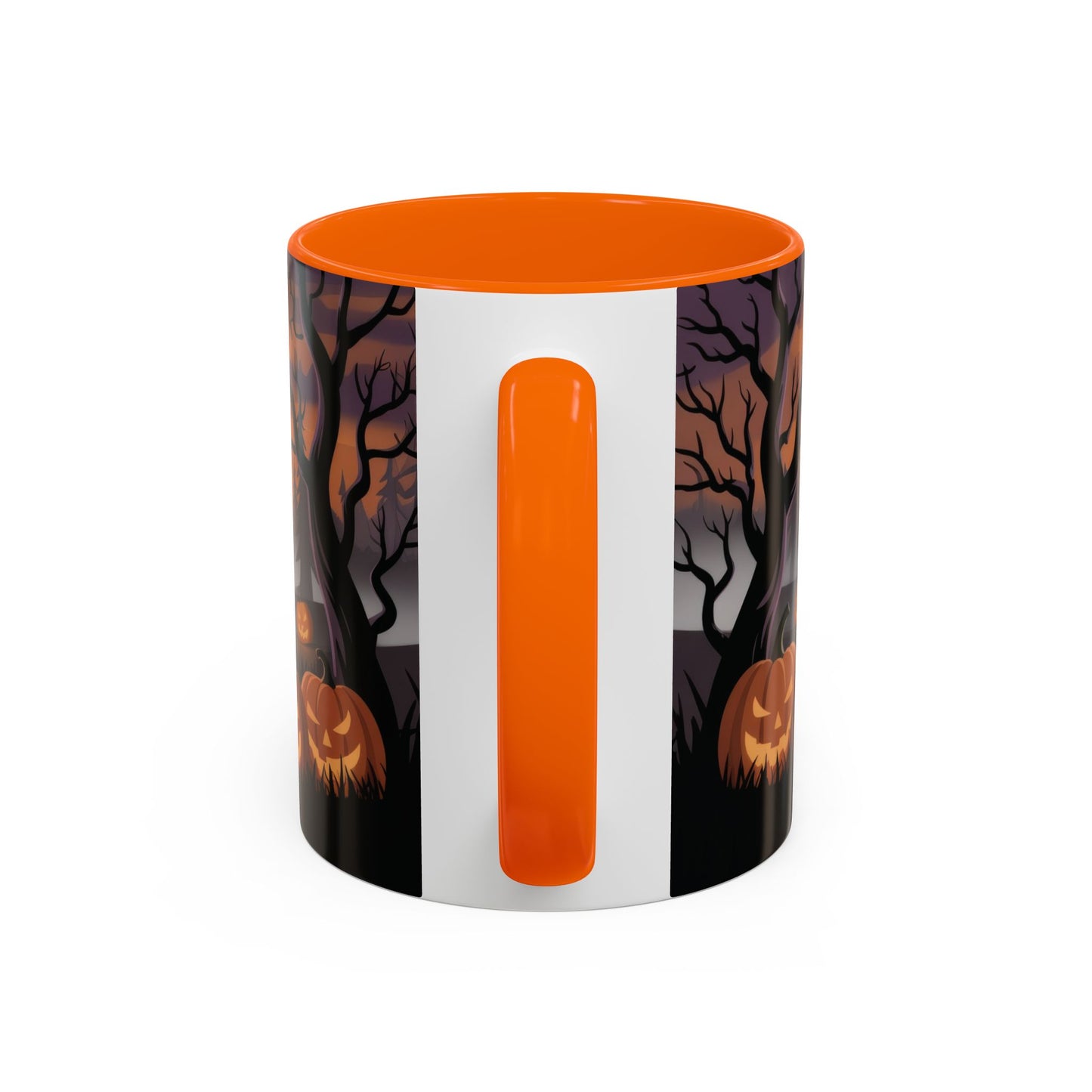 Halloween Pumpkin Forest Mug, Spooky Sunset Landscape Coffee Cup, Gothic Fall Gift for Her - Him, Accent Coffee Mug (11, 15oz)