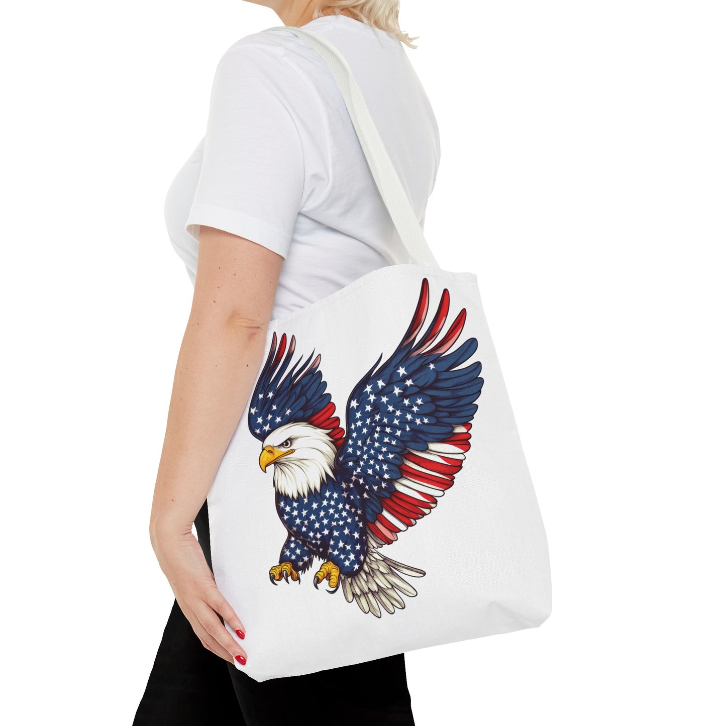 Patriotic Eagle Tote Bag, AOP, Perfect for July 4th, Festivals, Eco-Friendly Shopping, Gift for Nature Lovers, large canvas bag, beach bag