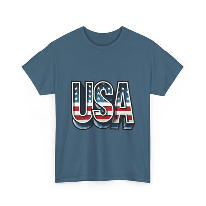 USA Patriotic Unisex Heavy Cotton Tee, American Pride Shirt, July 4th T-Shirt, Independence Day Apparel, Casual Summer Top