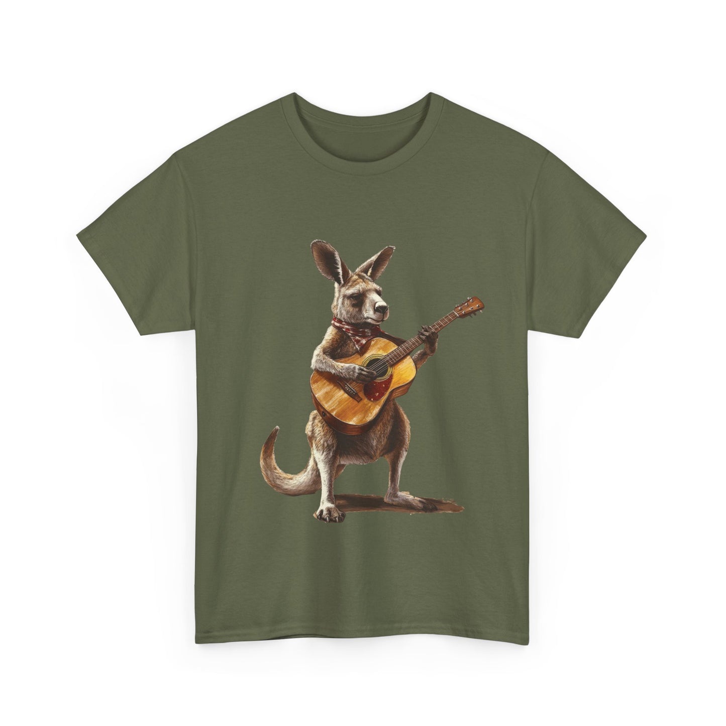 Kangaroo Musician Tee, Fun Graphic Shirt, Unisex Cotton Tee, Gift for Music Lovers, Aussie Music Lover Gift, Guitar Playing Kangaroo T-Shirt