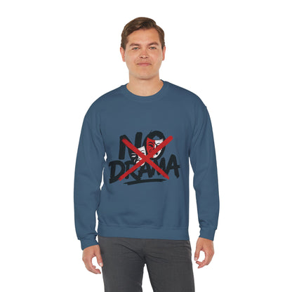 No Drama Mens Crewneck Sweatshirt, Casual Everyday Wear, Gift for Friends, Relaxed Vibes, Comfortable Fashion