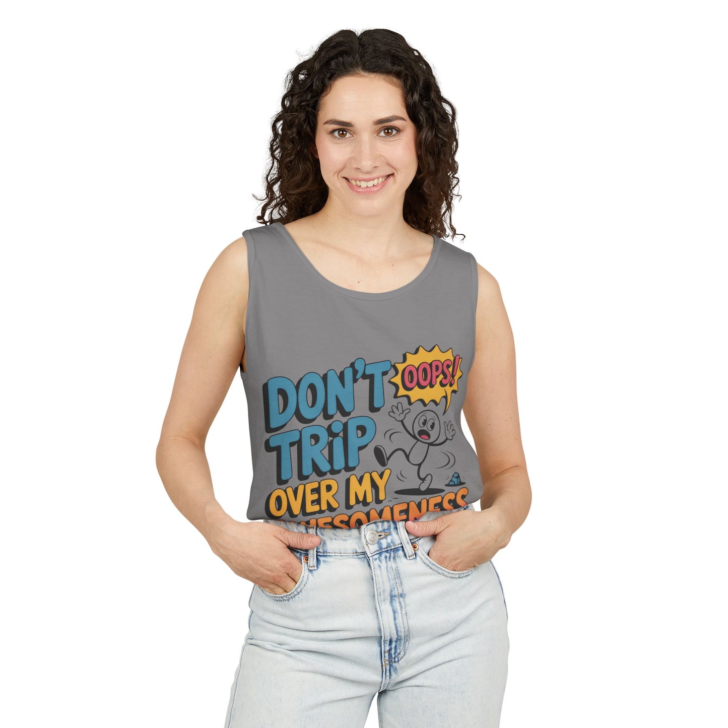 Funny Graphic Tank Top, Don't Trip Over My Awesomeness Tank, Womens Cotton Tank for Casual Wear, Gift for Friends, Birthday Gift, Humor Tee