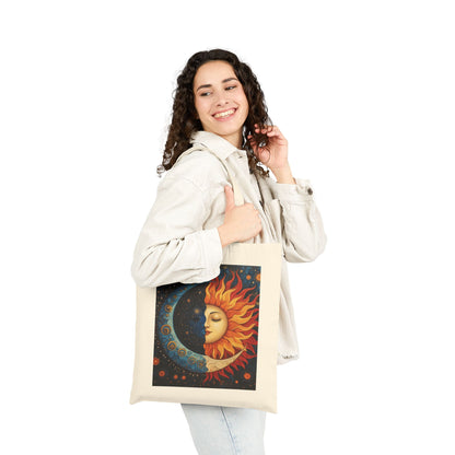 Sun and Moon Cotton Canvas Tote Bag, Eco-Friendly Tote, Boho Chic Bag, Nature Lover Gift, Astrology Tote, Reusable Grocery Bag