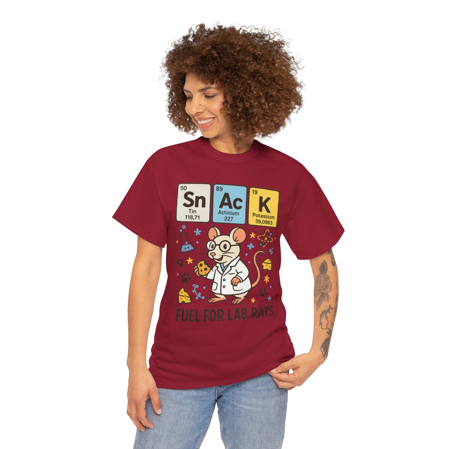 Funny Womens Science T-Shirt,Periodic Table Tee, Fuel for Lab Rats Nerdy Shirt, Gifts for STEM Lovers, Quirky Science Apparel