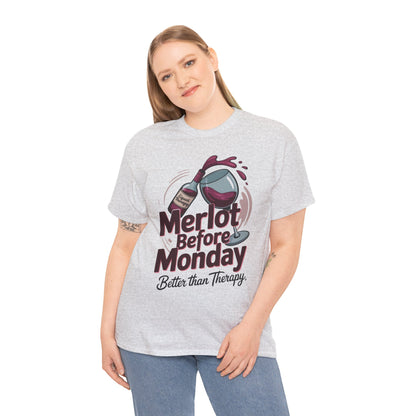 Merlot Before Monday Shirt Women, Funny Wine Tee, Better Than Therapy Tee, Wine Lover Gift
