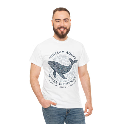 Water Element Whale Tee, Sigillum Aquae Symbol, Flow Intuition Healing, Spiritual Ocean Totem Tee, Nature Energy Shirt, Mindfulness Fashion