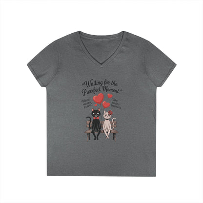 Cute Cat Lovers V-Neck T-Shirt, Casual Wear, Gift for Her, Pet Lovers, Best Friend Gift, Cute Cat Design, Valentine's Day, Cat Love