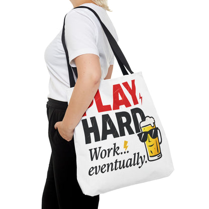 Play Hard Tote Bag - Fun, Stylish, Tote for Work & Play, Summer, Gift, Beach Bag, Everyday Carry, Beach Weekender Bag, large canvas bag