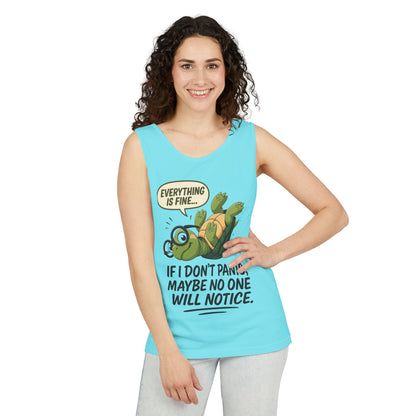Funny Turtle Womens Tank Top, Everything is Fine, Womens Summer Apparel, Relaxed Fit, Pool Party, Beachwear, Humorous Gift