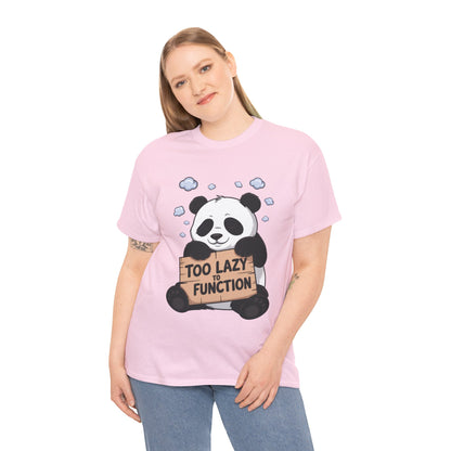 Too Lazy to Function Panda Tee, Unisex Cotton T-Shirt, Funny Shirt, Casual Wear, Gift for Sloth Lovers, Relaxed Vibe