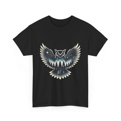 Mystical Owl Graphic Tee, Wildlife Lover Gift, Nature Shirt, Festival Wear, Boho Style, Night Bird Graphic T-Shirt