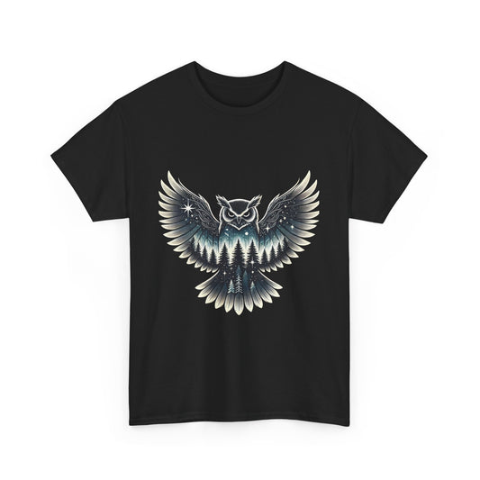 Mystical Owl Graphic Tee, Wildlife Lover Gift, Nature Shirt, Festival Wear, Boho Style, Night Bird Graphic T-Shirt