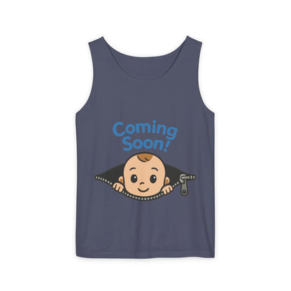 Coming Soon Maternity Tank Top, Cute Baby Boy Pregnancy Announcement Tee, Funny Expecting Mom Gift, Gender Reveal Tee, Baby Shower Top