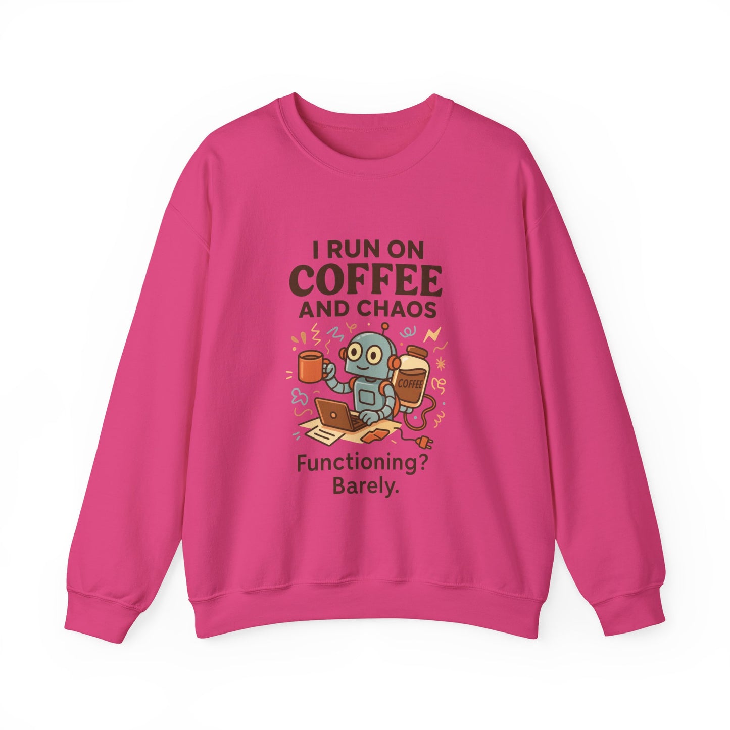Coffee and Chaos Crewneck Sweatshirt, Funny Sweatshirt for Coffee Lovers, Unisex Gift, Cozy Everyday Wear, Ideal for Holidays