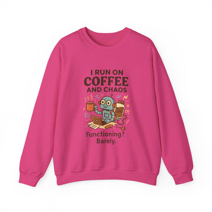 Coffee and Chaos Crewneck Sweatshirt, Funny Sweatshirt for Coffee Lovers, Unisex Gift, Cozy Everyday Wear, Ideal for Holidays
