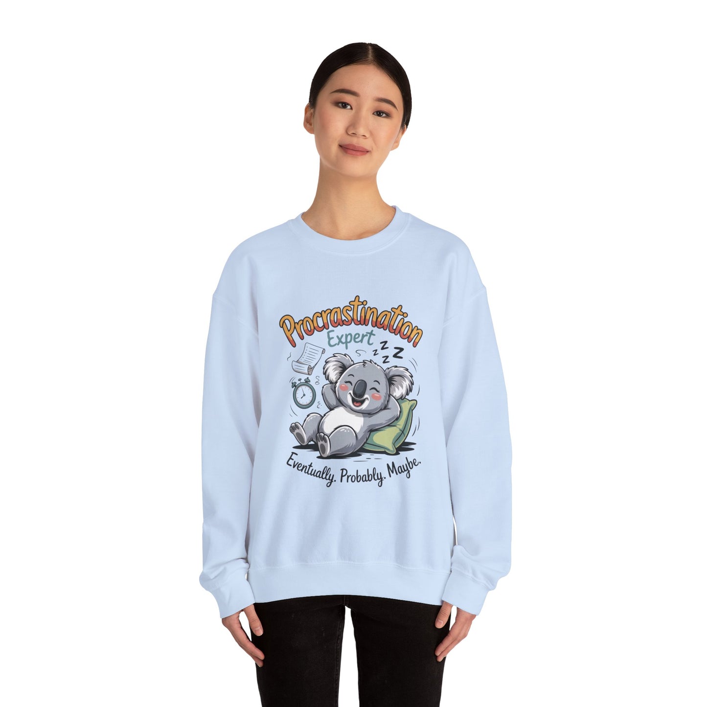 Procrastination Expert Womens Sweatshirt, Funny Crewneck, Cozy Gift for Students, Lazy Day Apparel, Womens Sweatshirt for Relaxation
