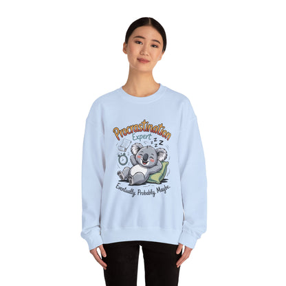 Procrastination Expert Womens Sweatshirt, Funny Crewneck, Cozy Gift for Students, Lazy Day Apparel, Womens Sweatshirt for Relaxation