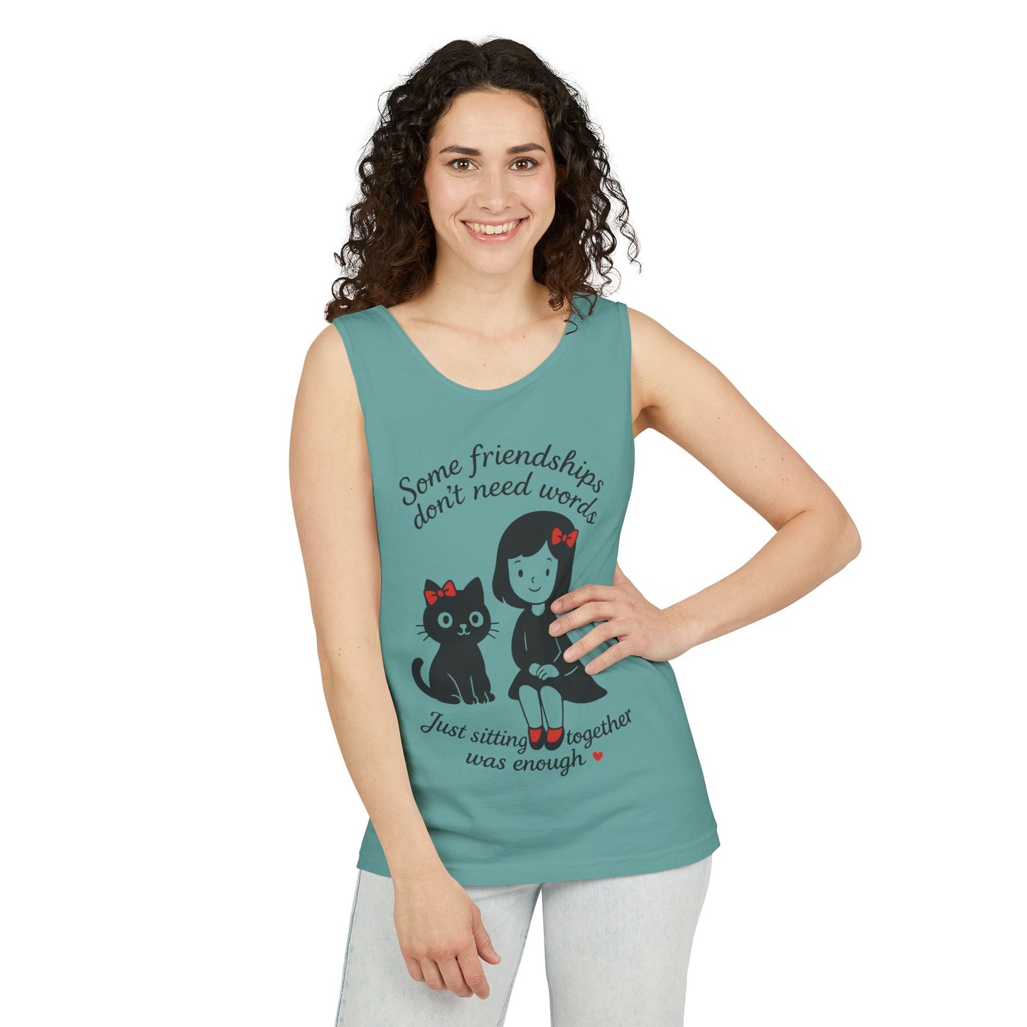 Friendship Tank Top, Cute Cat Lovers Gift, Womens Summer Apparel, Perfect for Casual Outings, Friendship Day, Cat Mom Tees