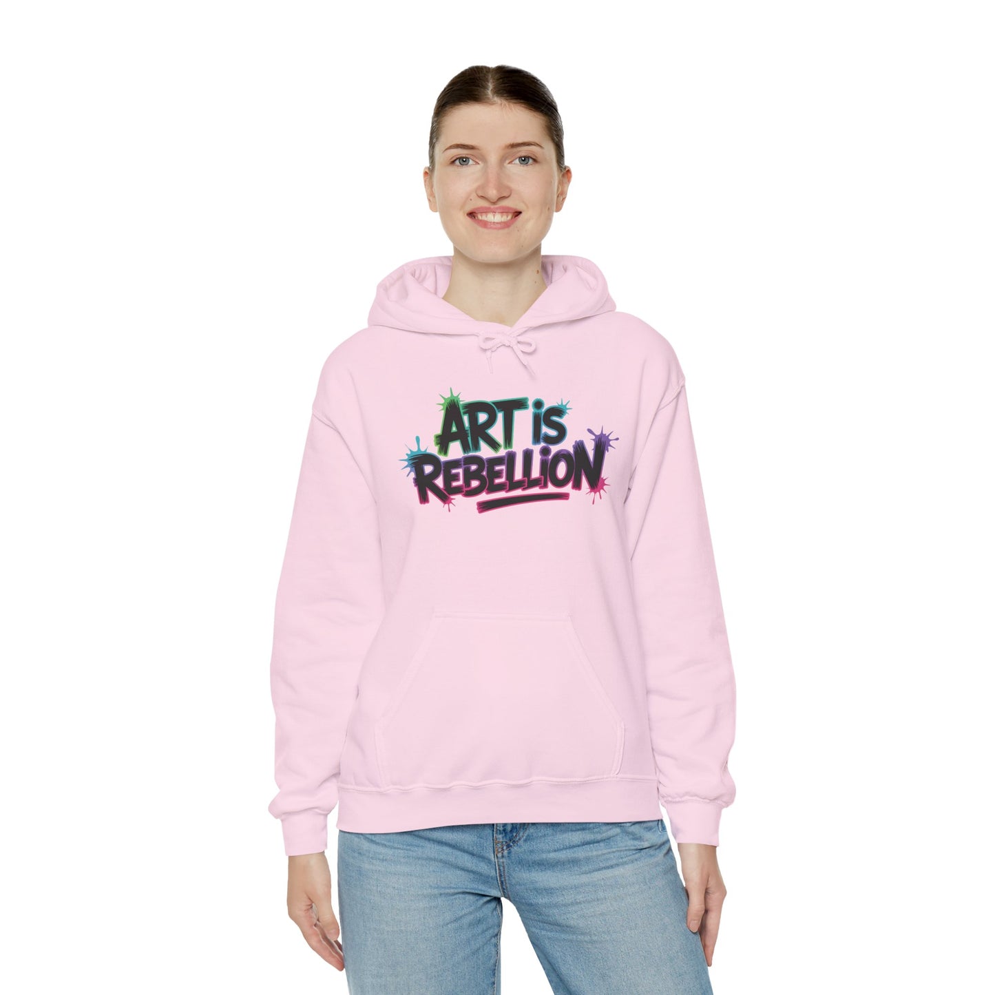 Art Is Rebellion Hoodie, Women's Graffiti Street Art Hooded Sweatshirt, Rebel Graphic Statement Pullover, Heavy Blend™ Hooded Sweatshirt