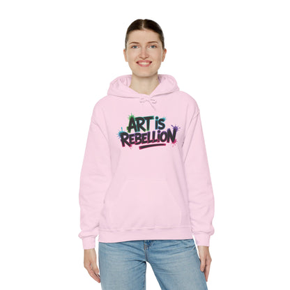 Art Is Rebellion Hoodie, Women's Graffiti Street Art Hooded Sweatshirt, Rebel Graphic Statement Pullover, Heavy Blend™ Hooded Sweatshirt