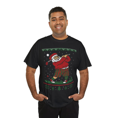 Funny Golfing Santa Christmas T-Shirt, Ugly Christmas Golf Shirt for Men, Holiday Golf Player Tee