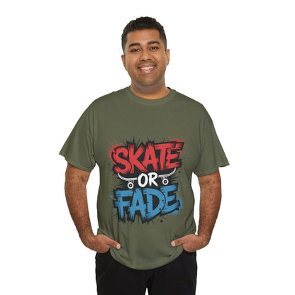 Skate Or Fade Men's T-Shirt, Graffiti Skateboarding Graphic Tee, Urban Streetwear Skater Top