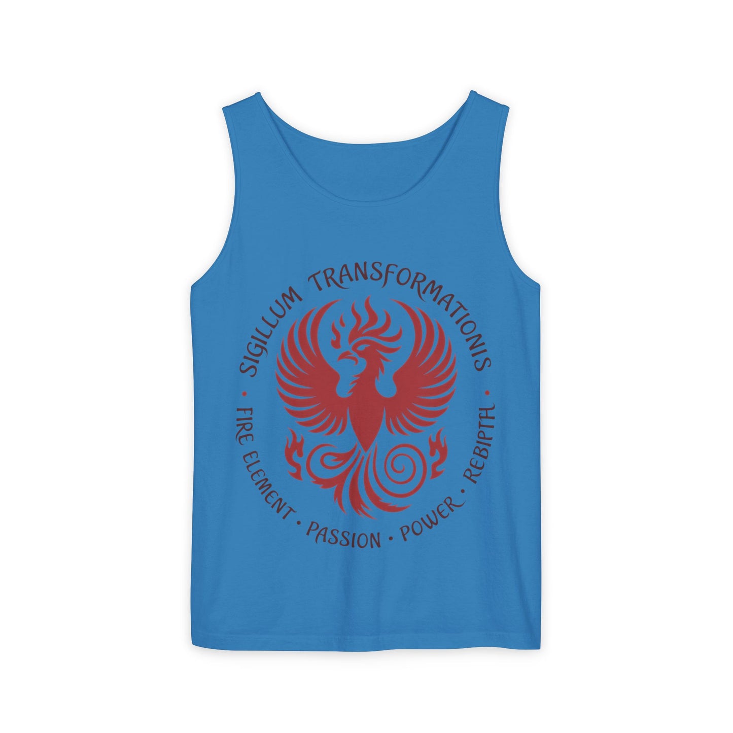 Phoenix Fire Element Tank Top, Sigillum Transformationis Seal, Passion Power Rebirth Totem, Phoenix Symbol Unisex Tank, Spiritual Tee