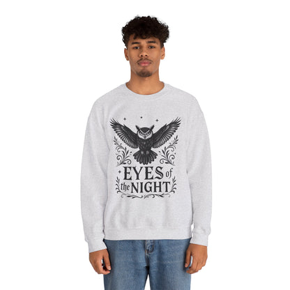 Eyes of the Night Owl Sweatshirt, Mens Dark Gothic Sweatshirt, Mysterious Owl Graphic Pullover, Forest Bird of Night Design, Halloween Gift