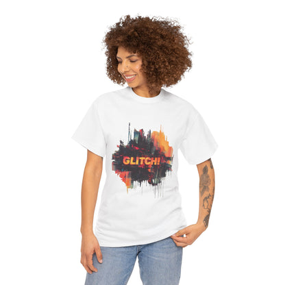 Glitch Art Unisex Heavy Cotton Tee, Trendy Graphic Top, Gift for Tech Lovers, Abstract Street Style Graphic Tee,Techcore Aesthetic Shirt