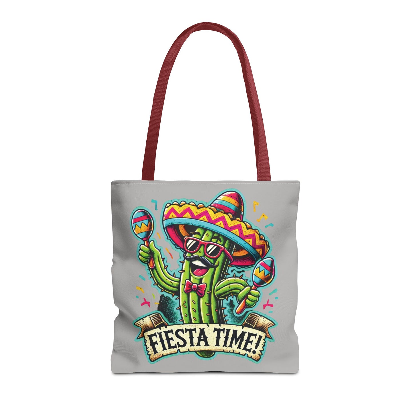 Fiesta Time Cactus Tote Bag, Funny Mexican Party Gift, Sombrero Maracas Print, Cinco de Mayo Bag, Summer Festival Tote, Beach Bag, Shopping