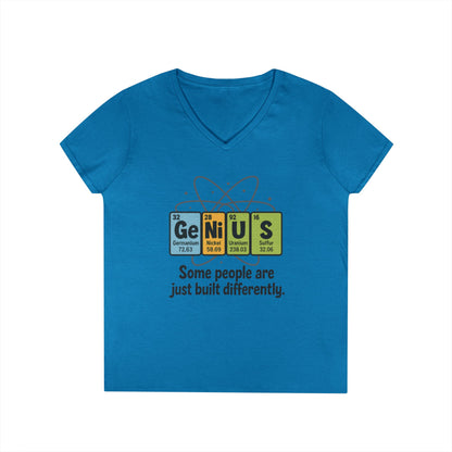 Funny Womens Genius V-Neck T-Shirt, Funny Science Tee, Nerdy Humor Shirt, Periodic Table Nerd Shirt, Science Humor Tee