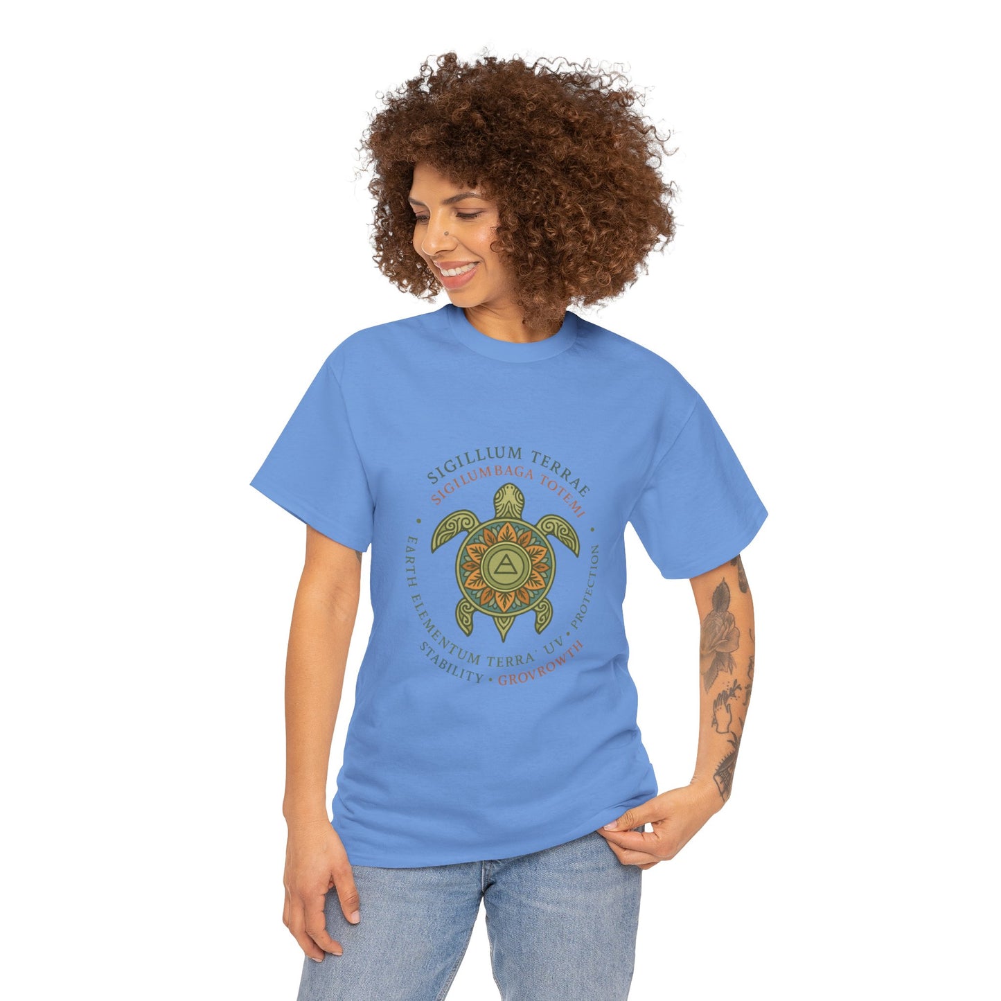 Earth Totem Turtle Unisex T-Shirt, Sigillum Terrae Symbol, Elemental Growth Unisex Tee, Spiritual UV Protection Shirt, Nature Symbol Gift