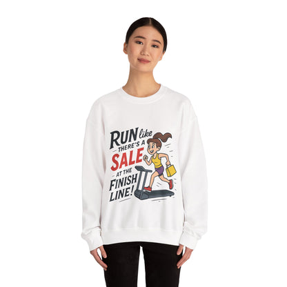 Run Like Theres a SALE at the Finish Line! Womens Sweatshirt, Funny Shopping Pullover, Treadmill Runner Gift for Her, Sale Humor Tee
