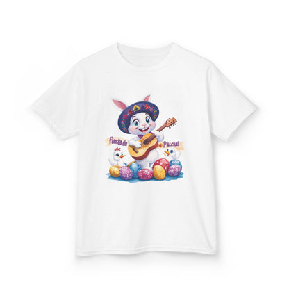 Mexican Easter Bunny Kids T-Shirt - Fiesta de Pascua Shirt with Guitar, Fun Spring Festival Tee, Colorful Holiday Gift for Children