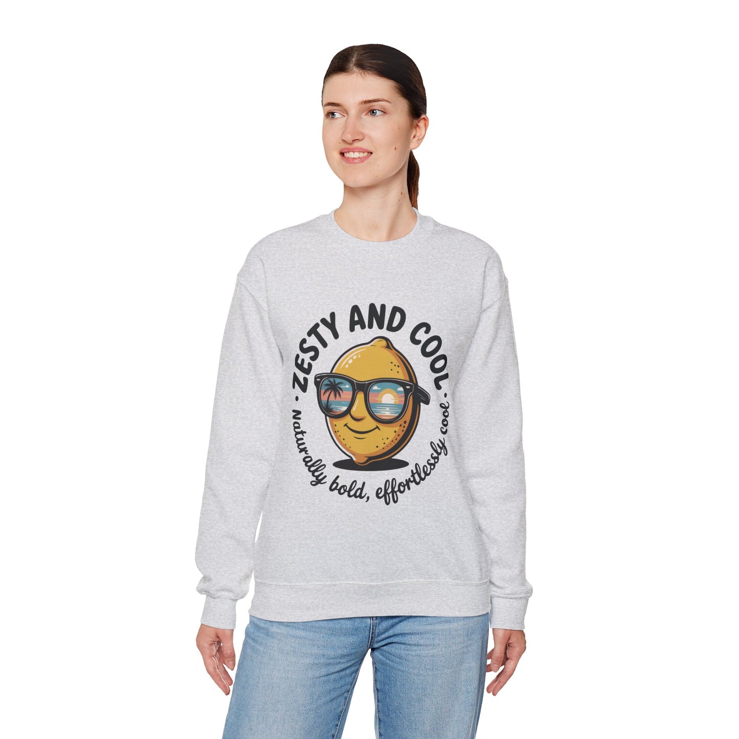 Zesty and Cool Crewneck Sweatshirt, Womens Lemon Sweatshirt for Casual Wear, Trendy Gift, Summer Vibes, Comfortable Apparel