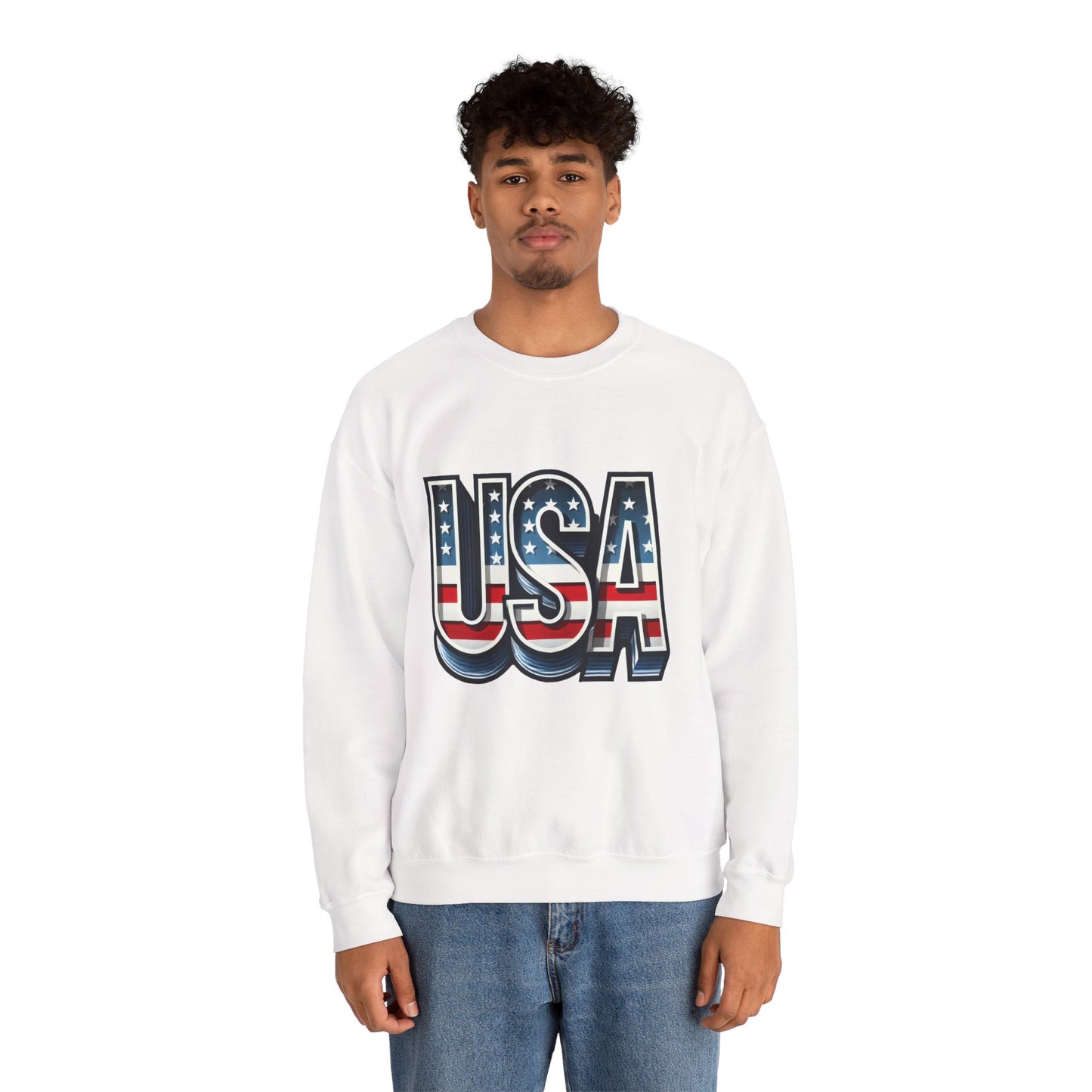 USA Patriotic Crewneck Sweatshirt for All Seasons, Cozy Sweatshirt for Independence Day, Casual Wear, Gift for Friends and Family