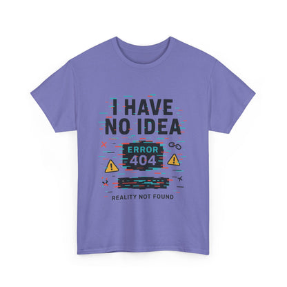 Funny Error 404 Unisex Heavy Cotton Tee, Graphic Tee, Humor Shirt, Gift for Tech Lovers, Casual Wear, Unique T-Shirt