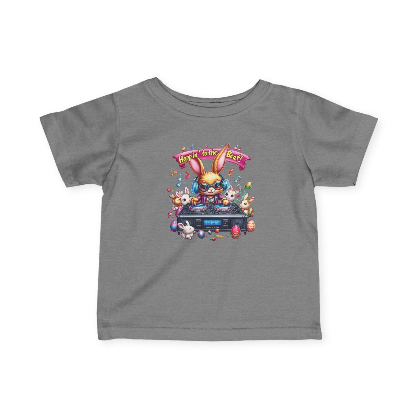 DJ Bunny Infant T-Shirt - Fun Easter Music Shirt for Babies 6 - 24 Months, Cute Spring Outfit with Playful Bunny and Colorful Music Vibes