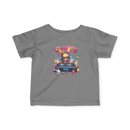 DJ Bunny Infant T-Shirt - Fun Easter Music Shirt for Babies 6 - 24 Months, Cute Spring Outfit with Playful Bunny and Colorful Music Vibes