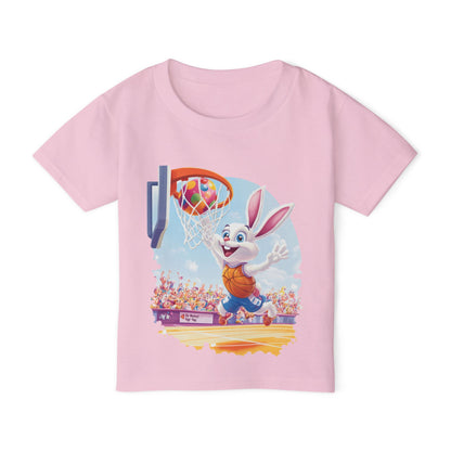 Basketball Bunny Easter Toddler T-Shirt - Cute Bunny Dunking Egg Ball, Fun Spring Sports Tee for Kids, Holiday Gift Idea,  Easter Gift