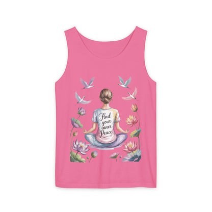 Meditation Floral Womens Tank Top, Find Your Inner Peace, Yoga Apparel, Gift for Mindfulness, Summer Relaxed Wear