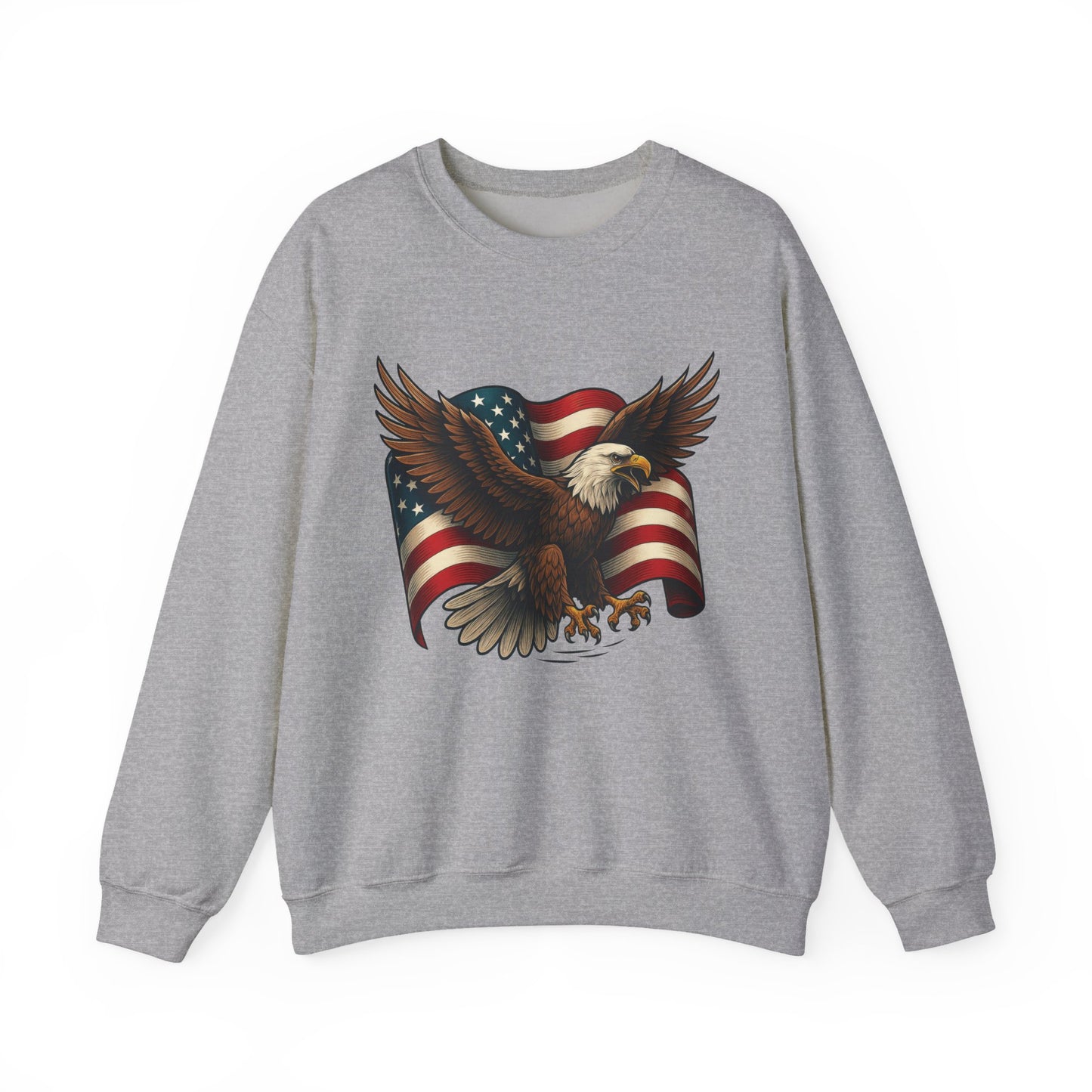 Patriotic Eagle Sweatshirt - Unisex Crewneck, USA Flag Apparel, Memorial Day, Veteran's Day, Independence Day, Gift for Patriots