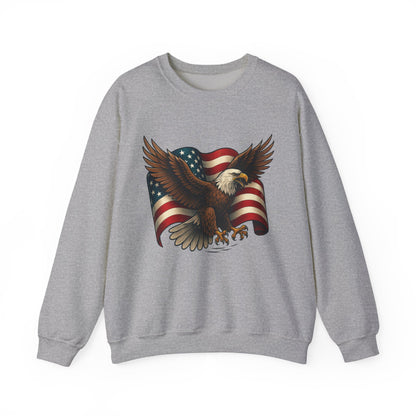 Patriotic Eagle Sweatshirt - Unisex Crewneck, USA Flag Apparel, Memorial Day, Veteran's Day, Independence Day, Gift for Patriots