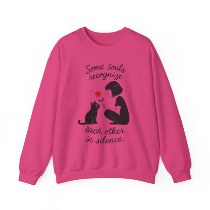 Soulful Cat and Human Crewneck Sweatshirt, Cozy Gift for Cat Lovers, Womens Sweatshirt, Animal Lover Apparel, Thoughtful Gift Idea