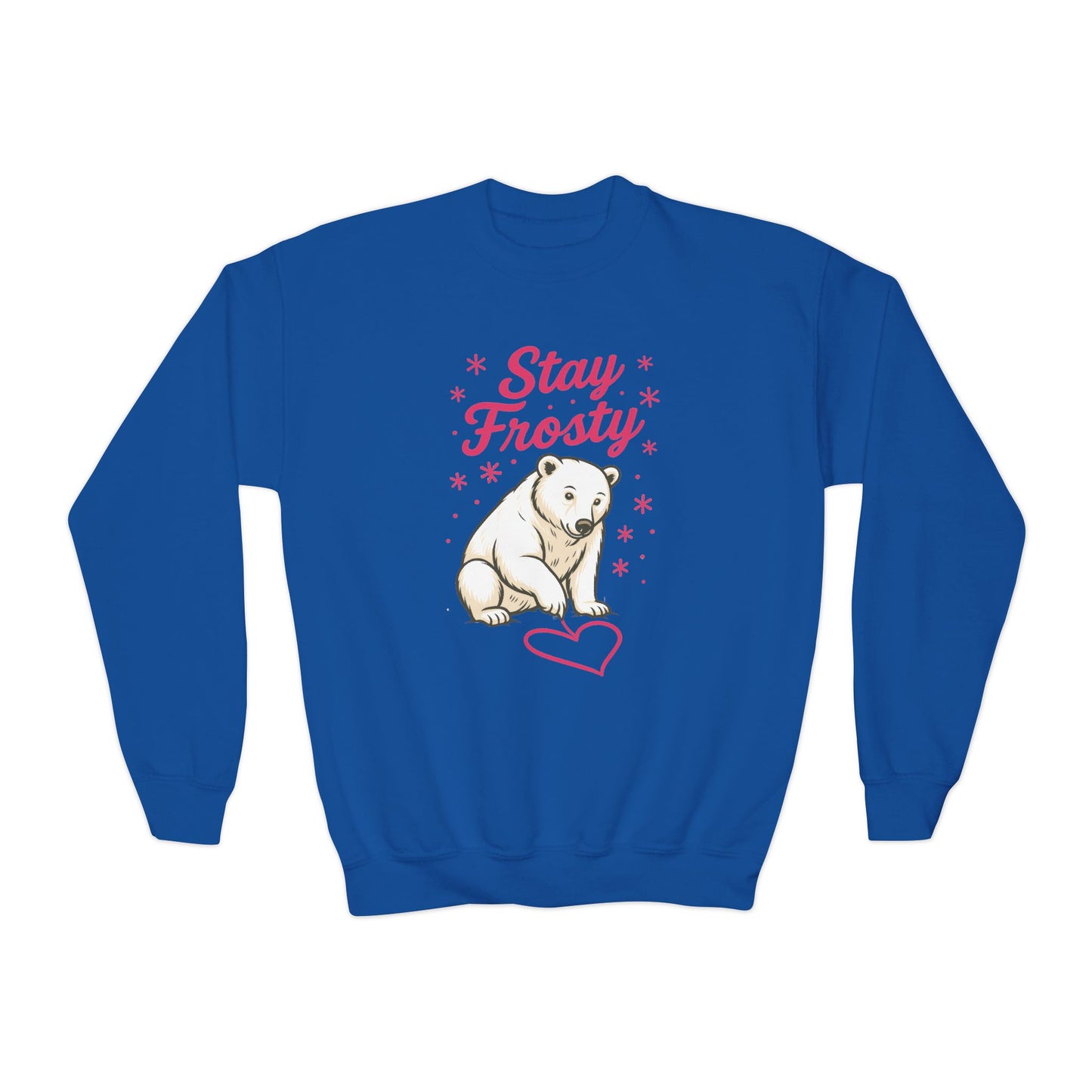 Youth Crewneck Sweatshirt, Kids Stay Frosty Polar Bear Sweatshirt, Cute Winter Animal Pullover for Children