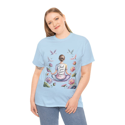 Find Your Inner Peace Womens Heavy Cotton Tee, Motivational Shirt, Meditation Apparel, Relaxation Gift, Casual Wear, Mindfulness Tee